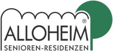 Schwarzer Schriftzug mit einem grünen simplen Baum hinter dem Logo Alloheim Senioren-Residenzen