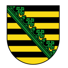 Schwarz gelb gestreiftes Wappen mit grünem Querbalken